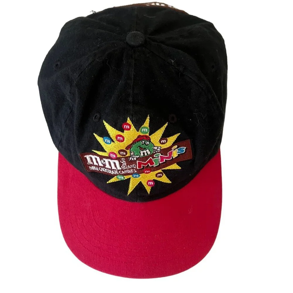 M&M's Minis Baseball Cap Kids‎ OSFA Black Red 1997 Vintage Snapback Hat